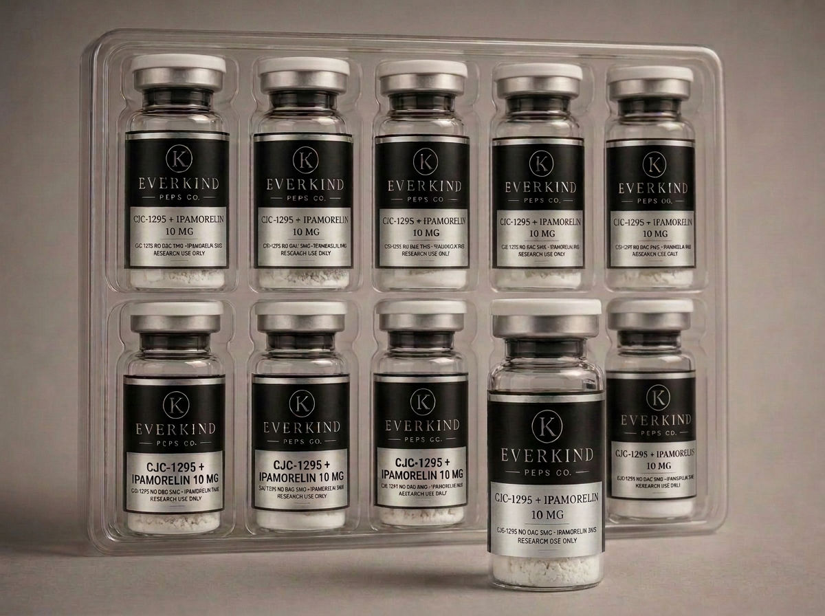 Tray of ten growth research vials with one vial removed