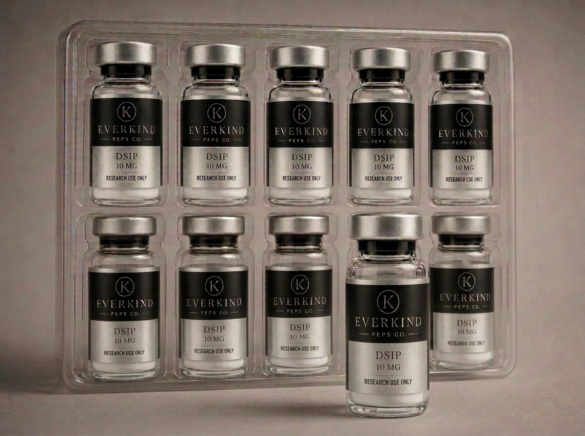 Tray of ten sleep research vials with one vial removed